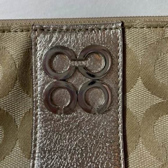 Authentic Coach Beige & Metallic Gold Accent Wristlet - Picture 8 of 16